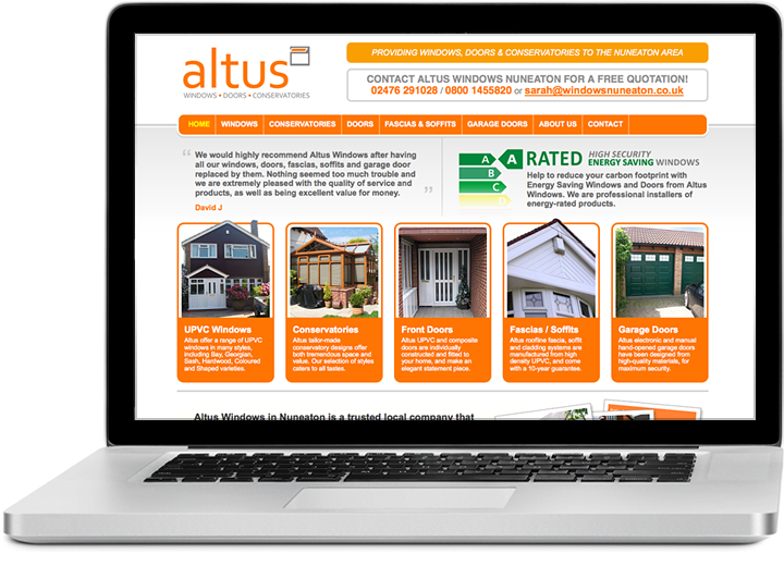 A screenshot of the Altus website, created by Source Design